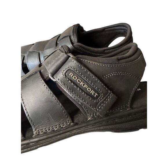 Rockport NEW Darwyn Fisherman Sandals Black Leather Men’s 10.5M - Picture 6 of 10
